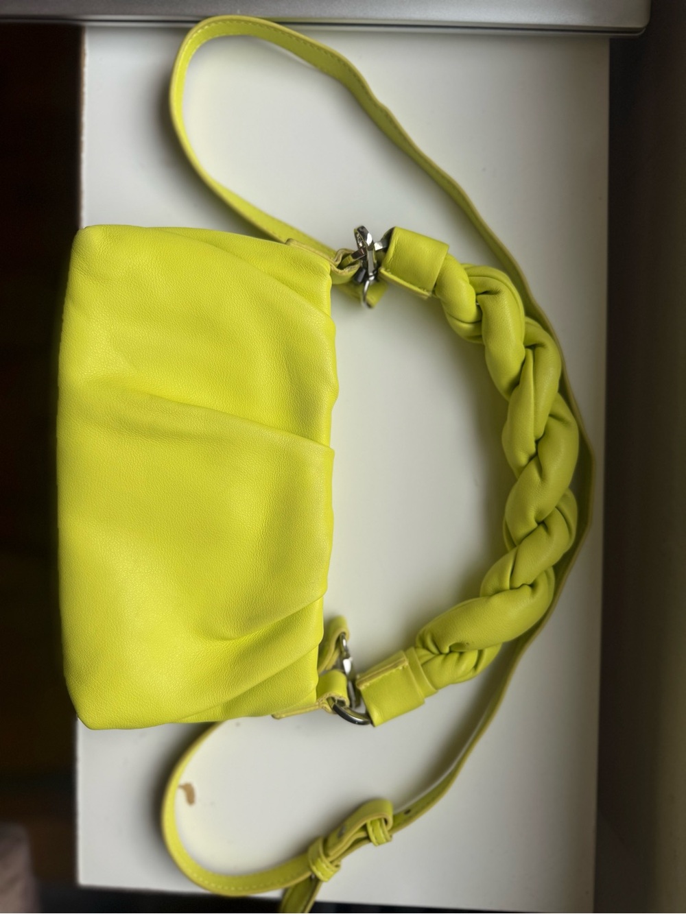 Mango Neon Yellow Braided Strap Shoulder Bag - Picture 2 of 6